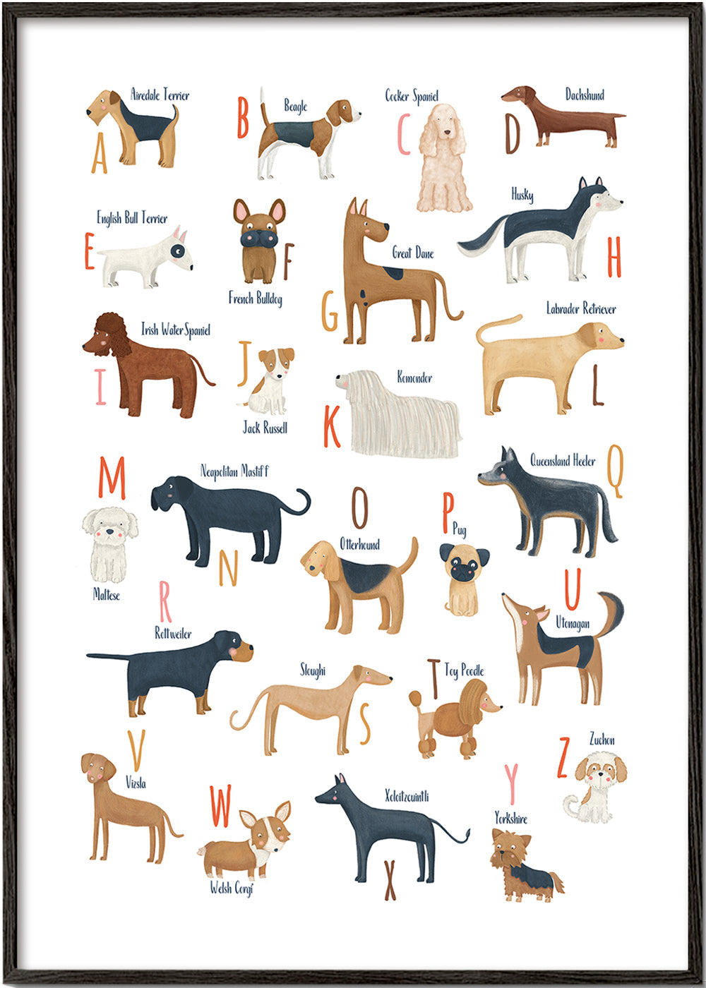 Kinderposter Hondenalfabet illustraties