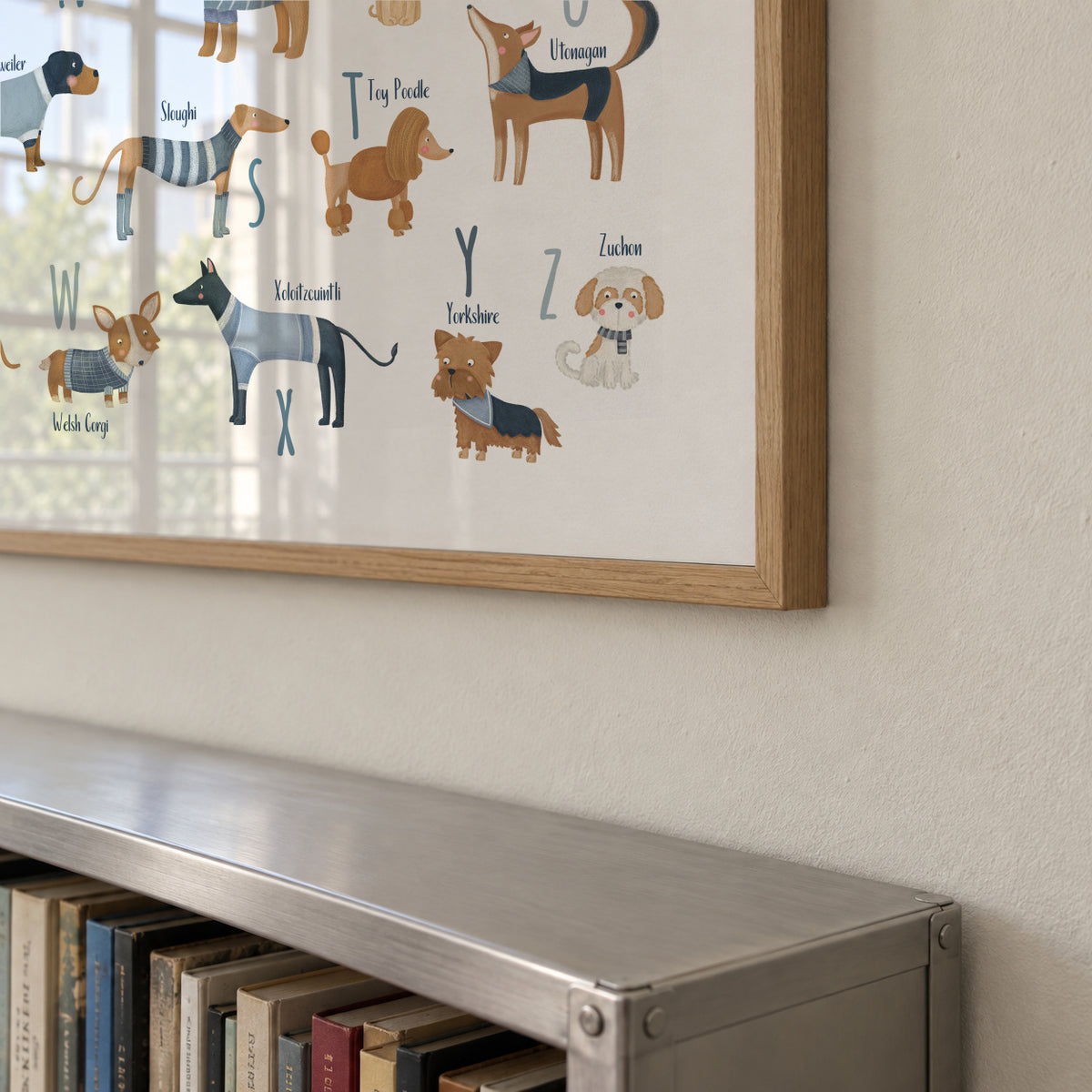 Abecedario con perros (azul) - Framed poster detail