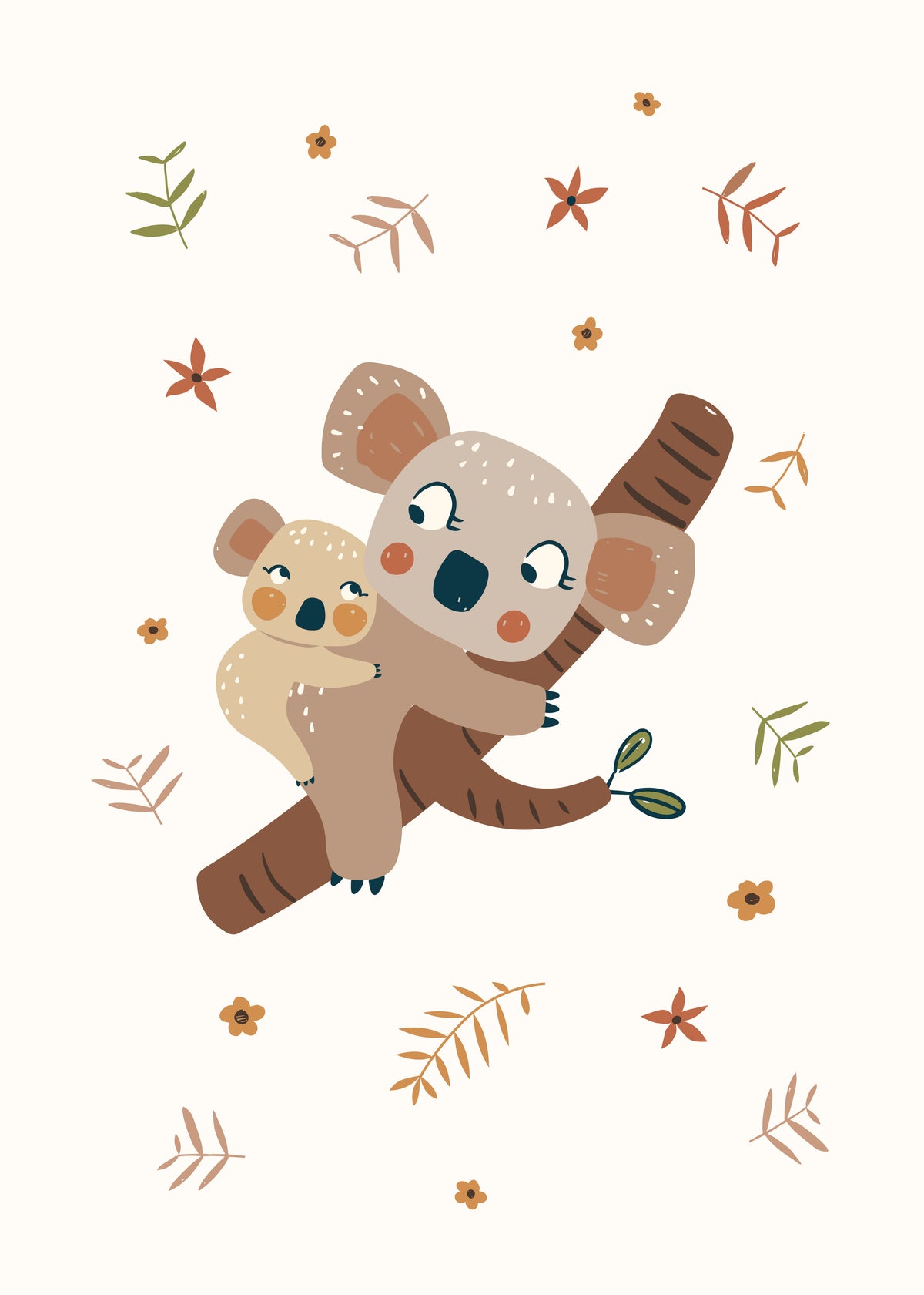 Koala Mum and Baby - Unframed art print