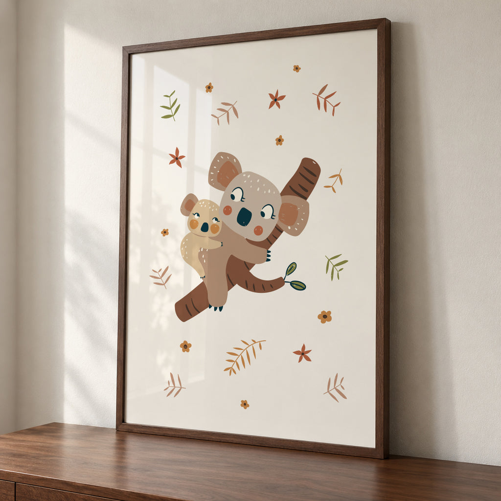 Koala Mum and Baby - Framed poster detail