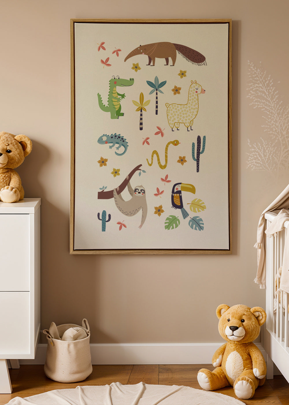Southamerican animals - Framed canvas in an interior