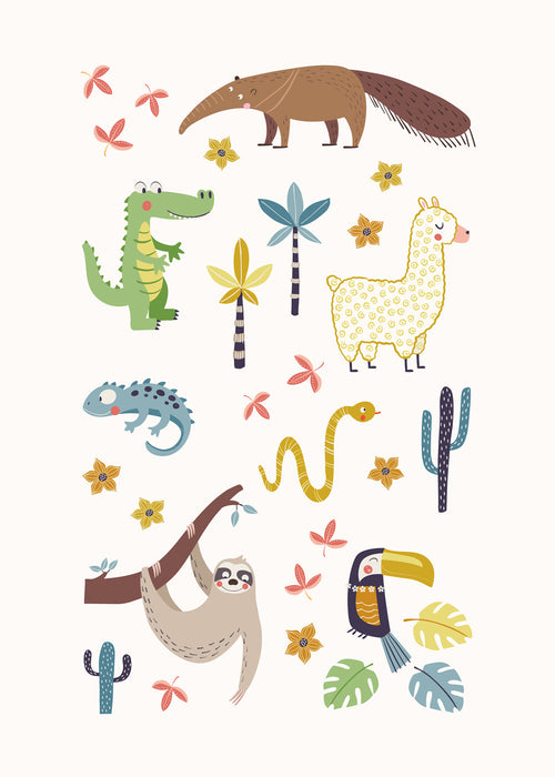 Kinderillustratie Zuid-Amerikaanse dieren vrolijk