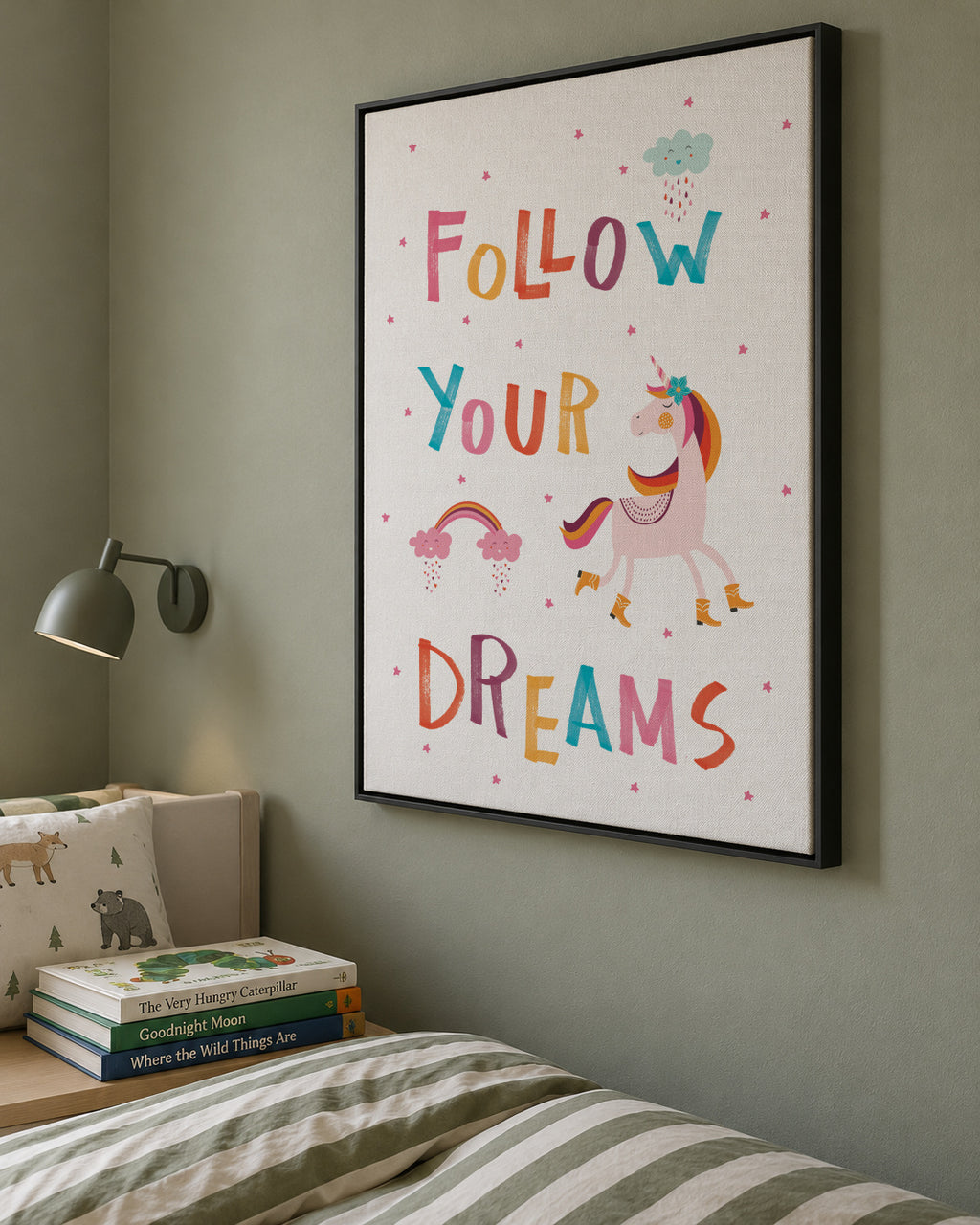 Follow your dreams quote - Framed canvas in an interior