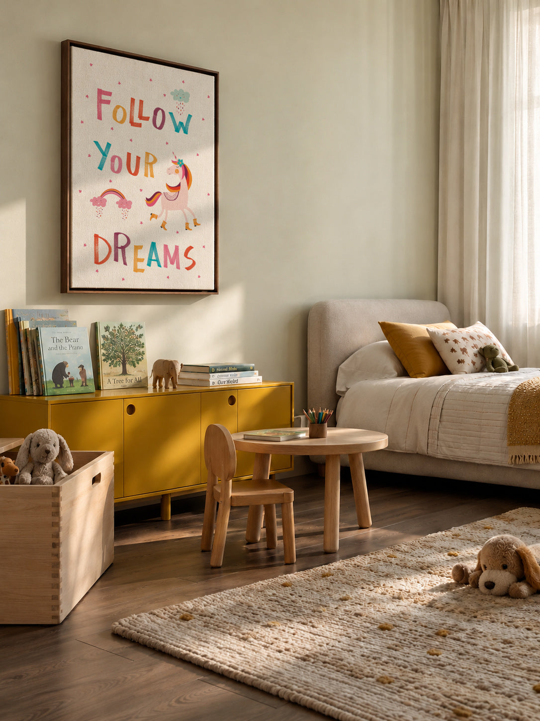 Follow your dreams quote - Framed canvas in an interior