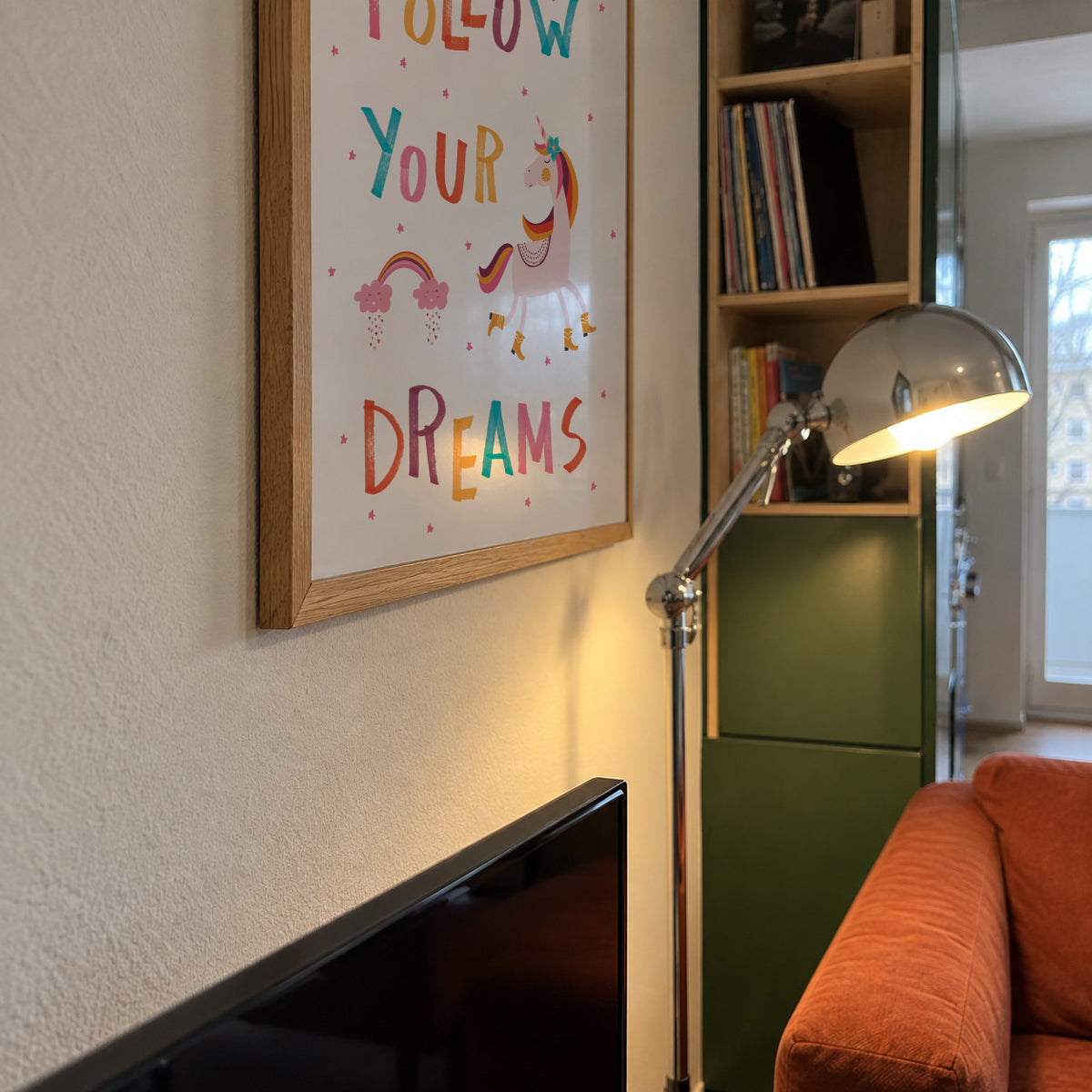 Follow your dreams quote - Framed poster detail