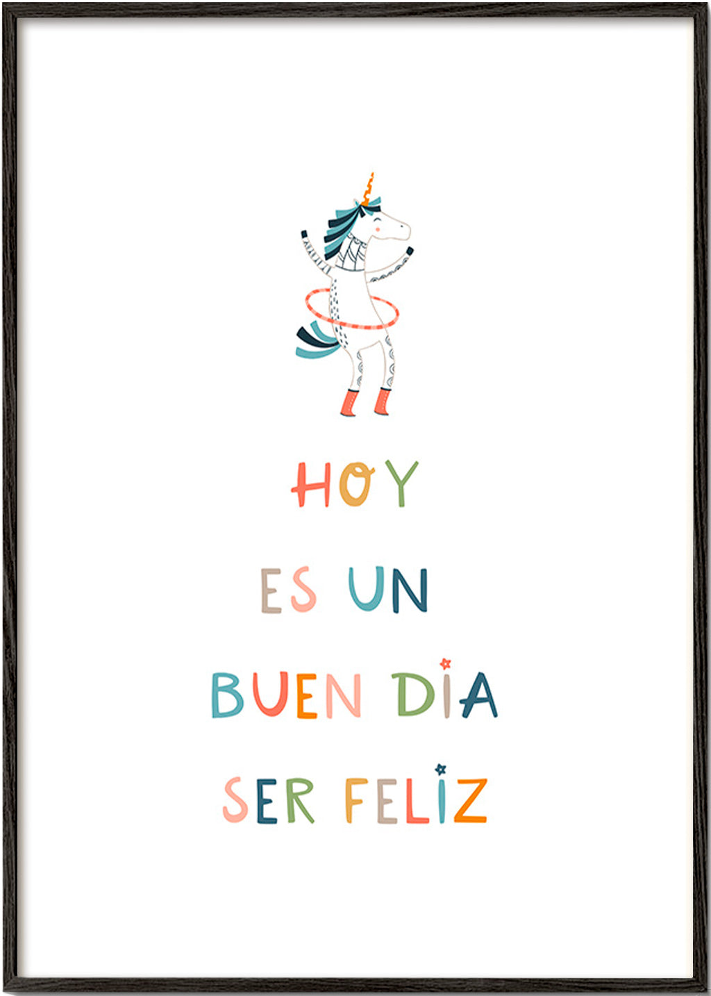 Affiche enfant avec licorne et message typographique