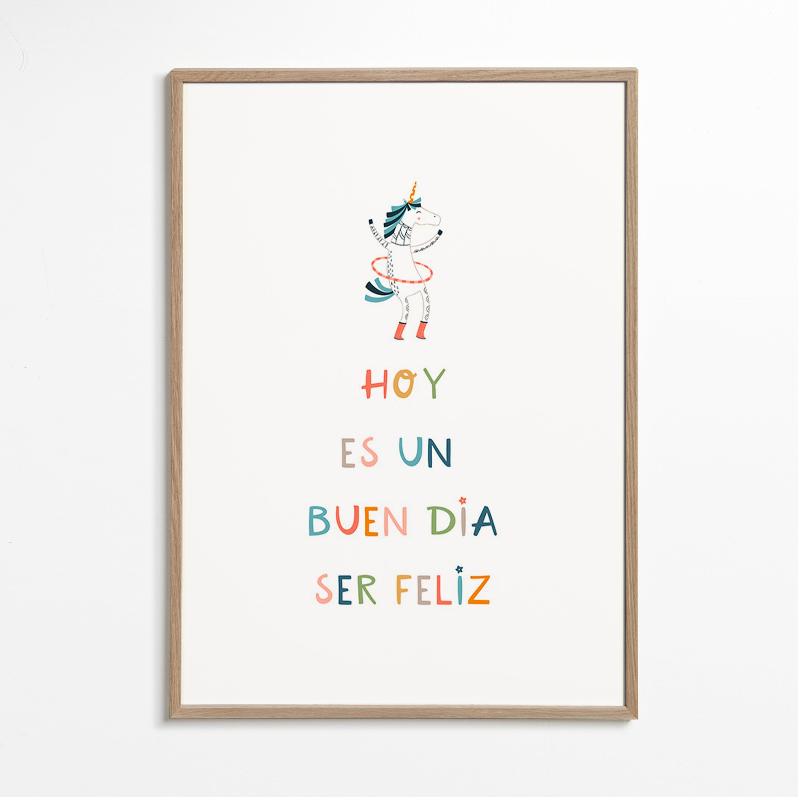 Affiche enfant avec licorne et message typographique
