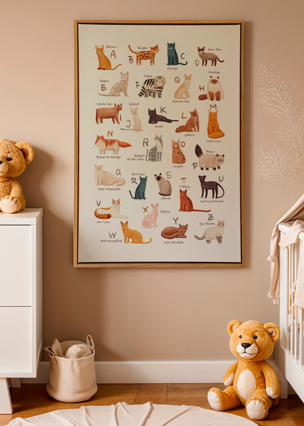 Kinderbild: Illustriertes Katzenalphabet