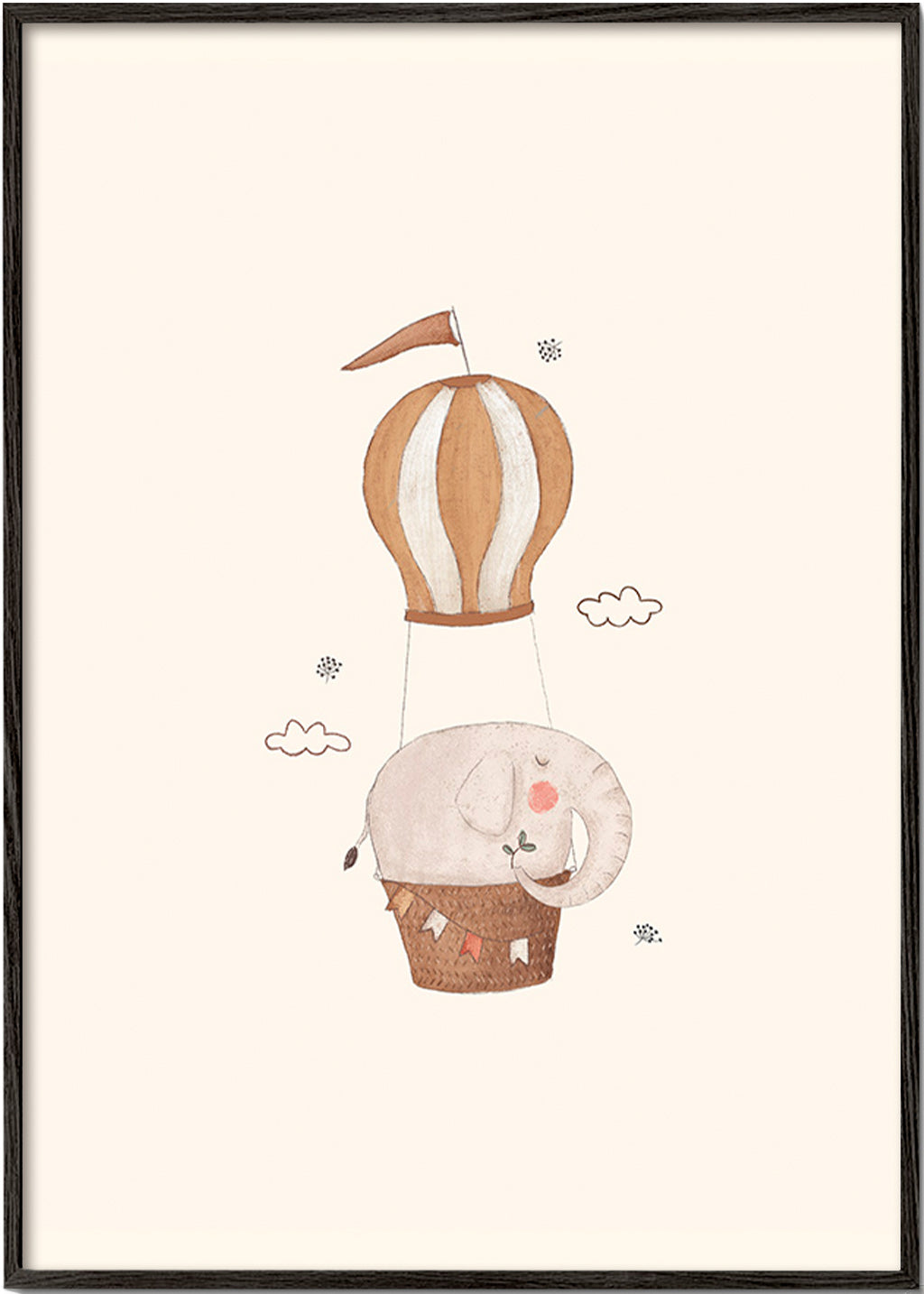 Kinderbild Elefant im Heißluftballon