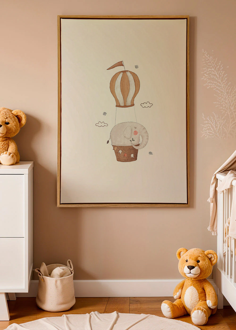 Kinderbild Elefant im Heißluftballon