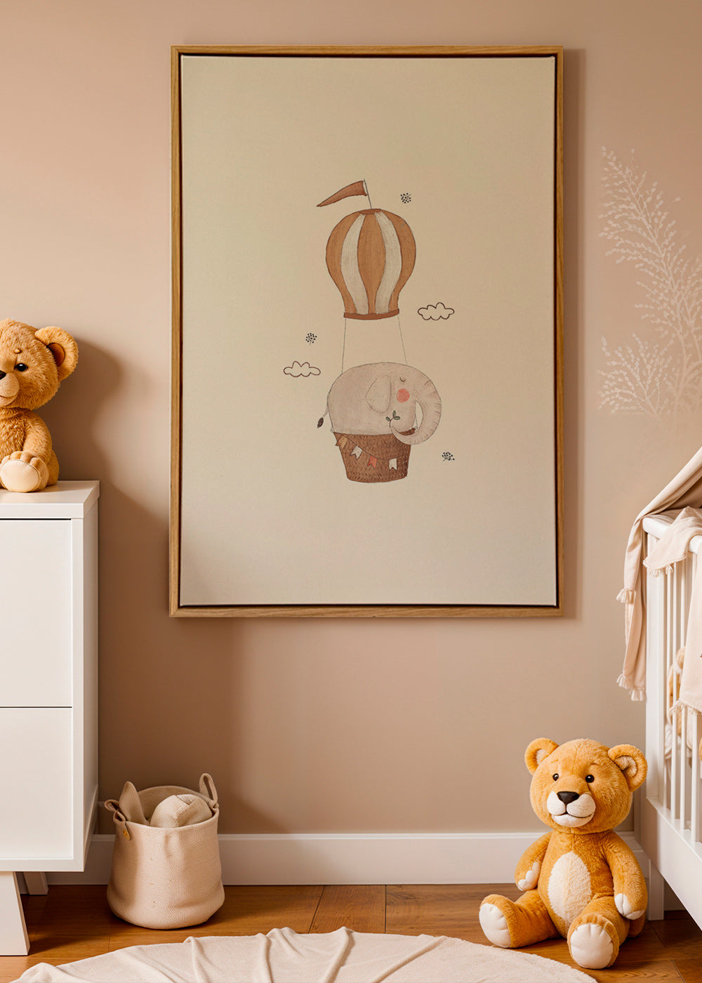 Kinderbild Elefant im Heißluftballon