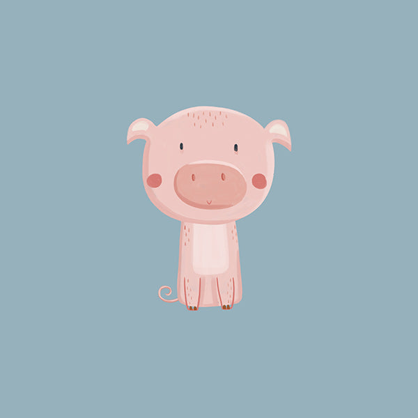 Kinderbild mit rosa Schwein in der Mitte