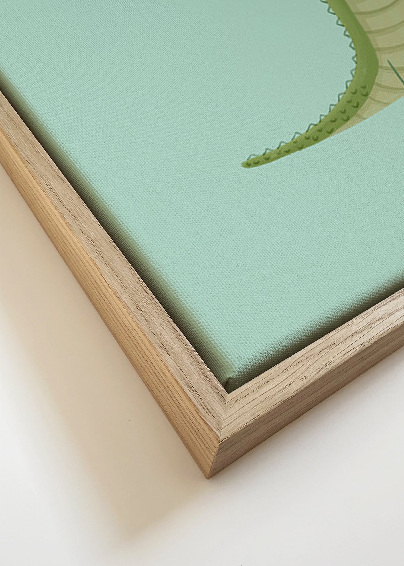 Affiche enfant crocodile souriant sur fond menthe