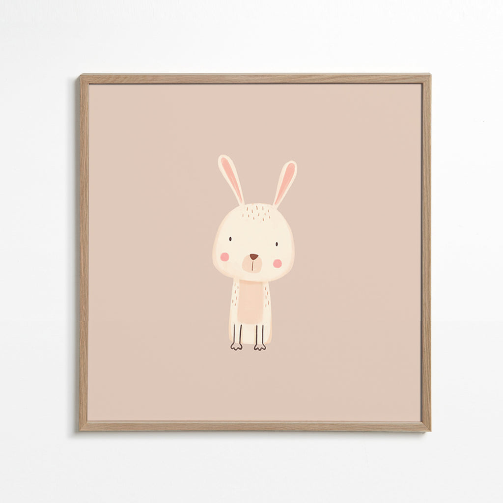 Kinderprint konijn minimal beige achtergrond