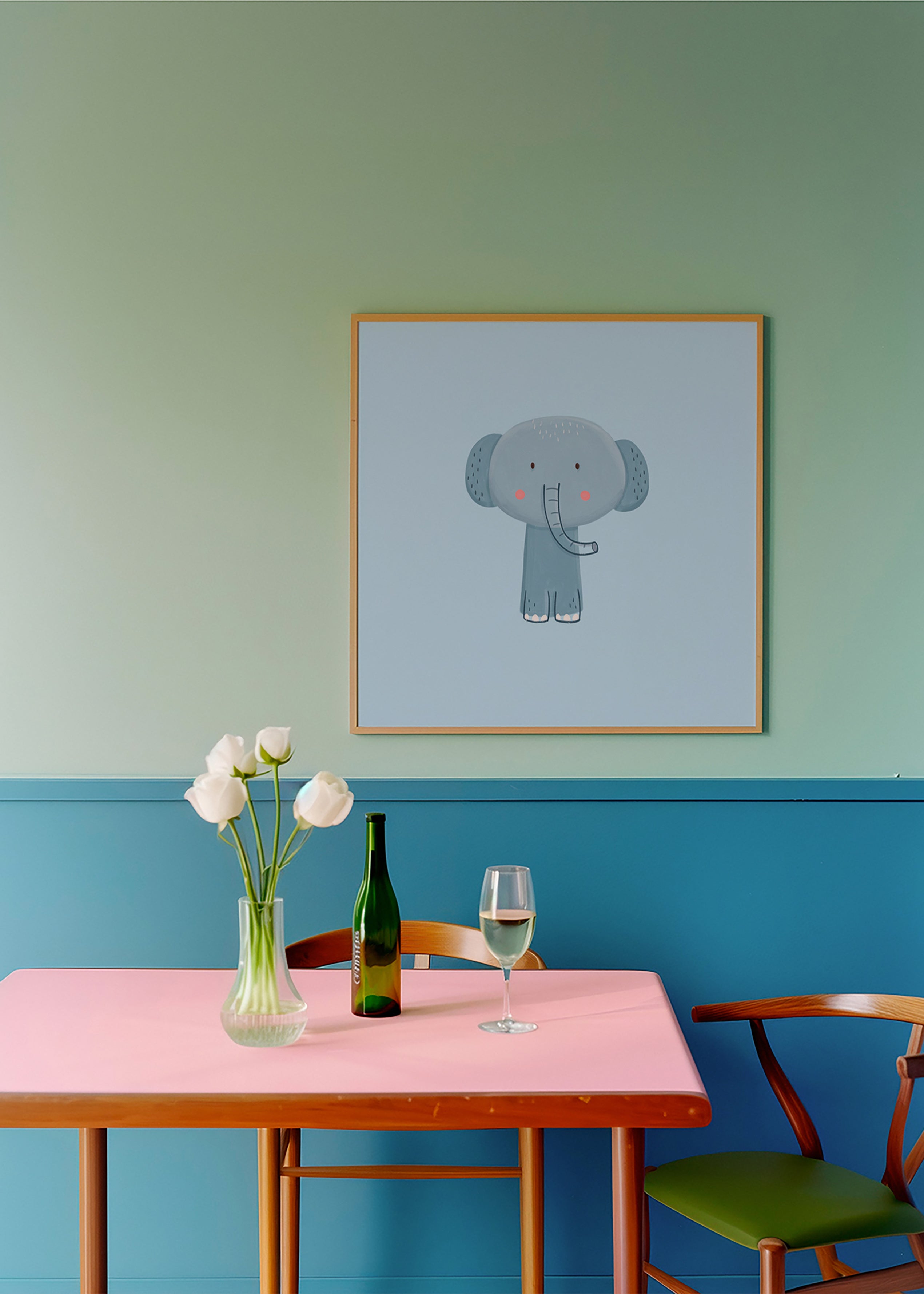 Kinderposter mit blauem Elefanten