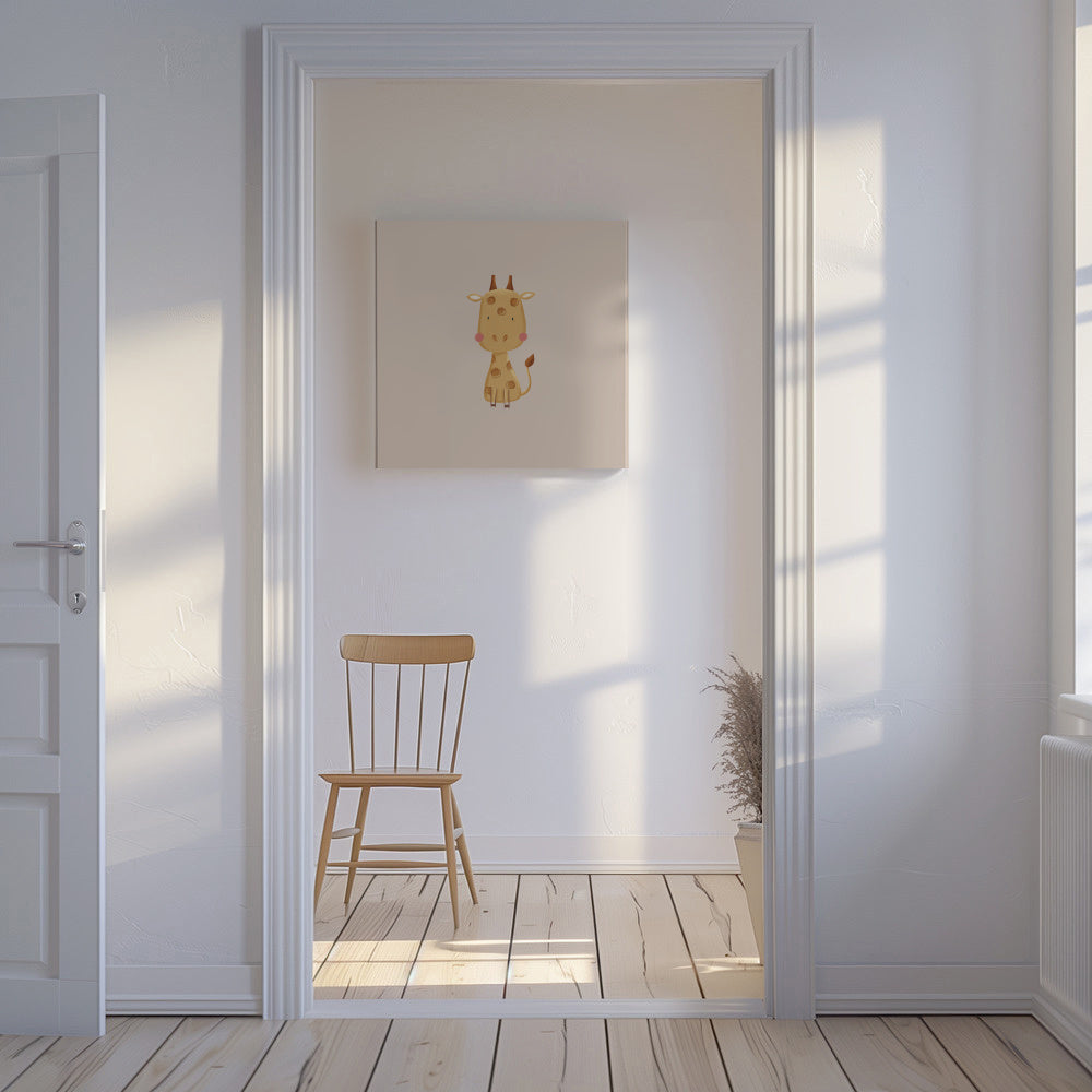 Giraffe - Unframed canvas in an interior