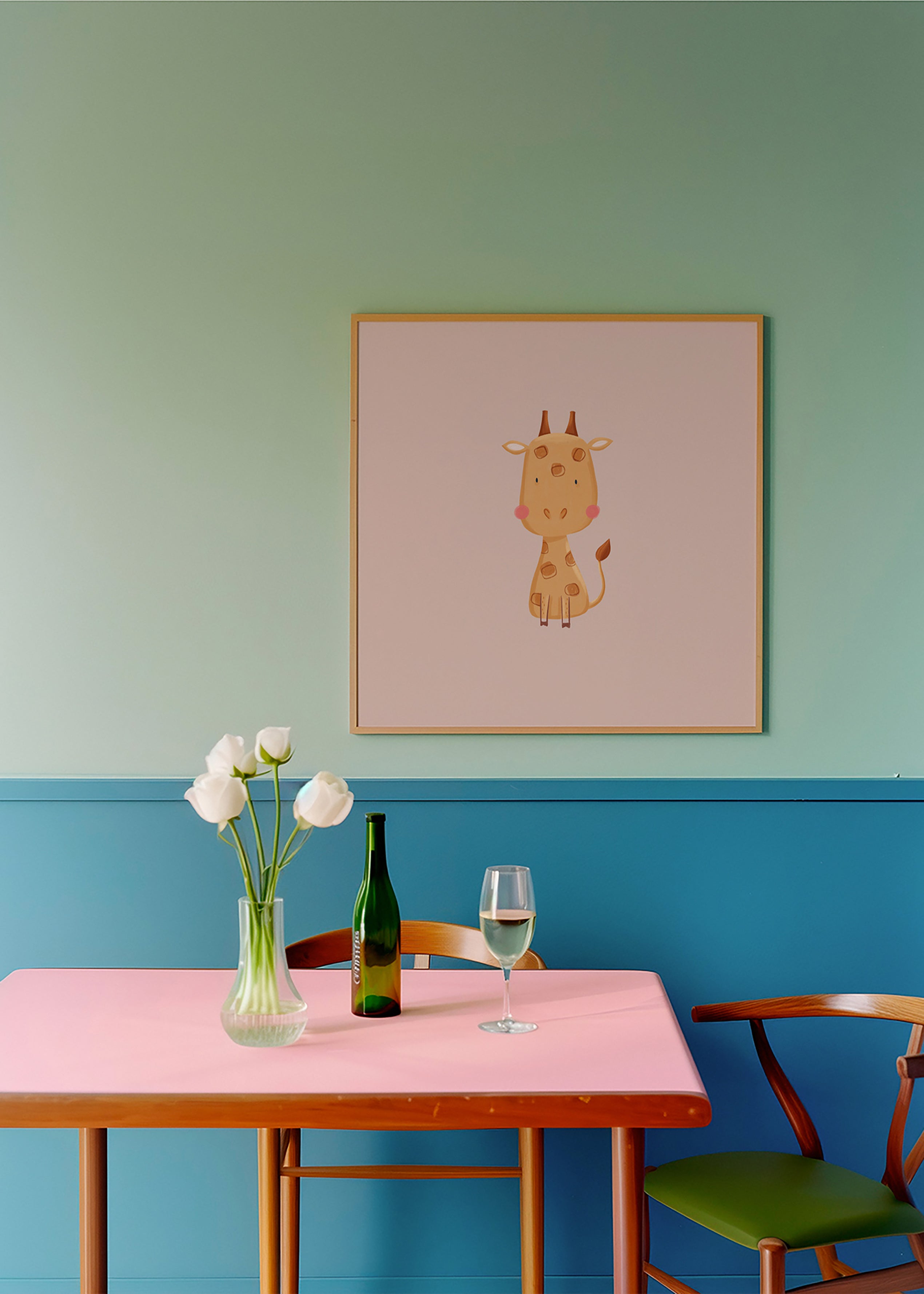 Kinderbild mit minimalistischer Giraffe