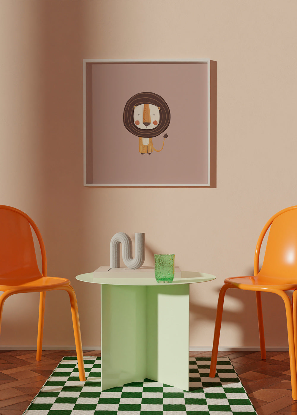 Kinderposter: minimalistische leeuw