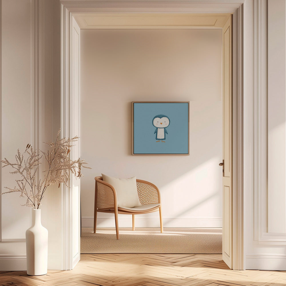Artwork pinguïn illustratie op blauwe achtergrond