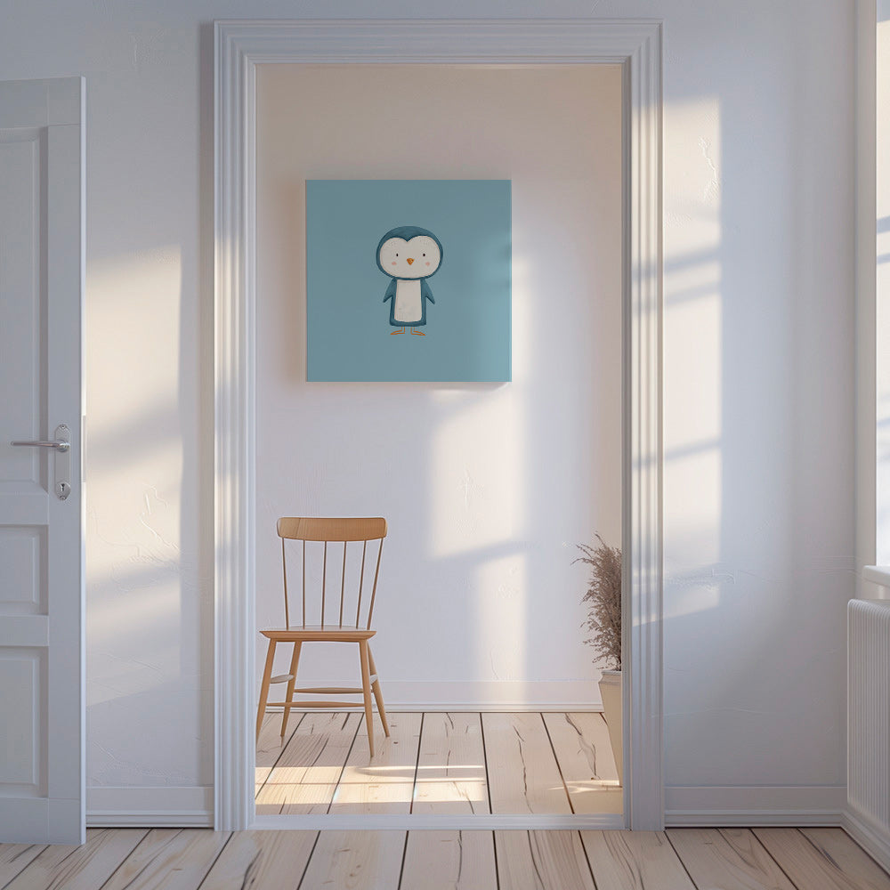 Artwork pinguïn illustratie op blauwe achtergrond