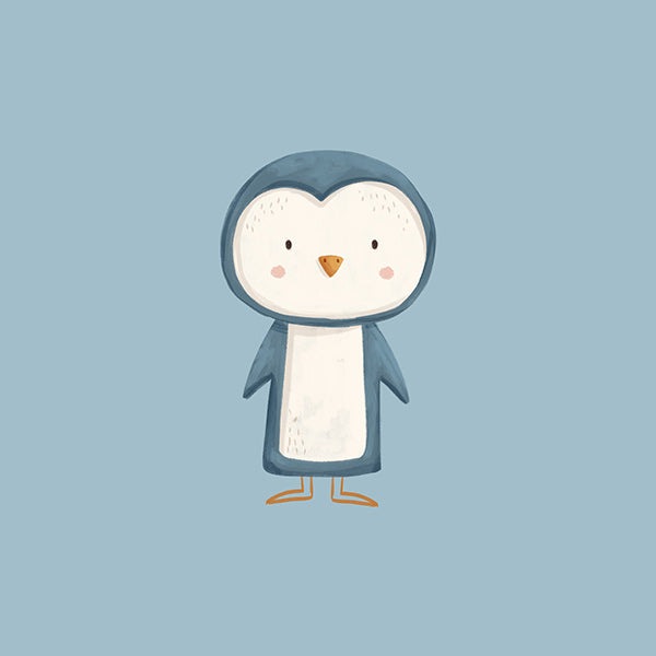 Artwork pinguïn illustratie op blauwe achtergrond