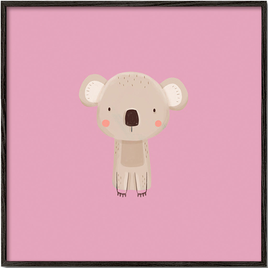 Kinderposter: minimalistische roze koala
