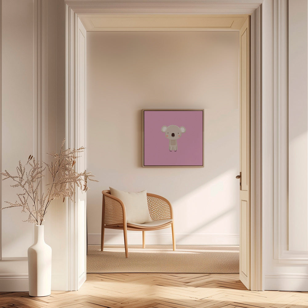 Kinderposter: minimalistische roze koala