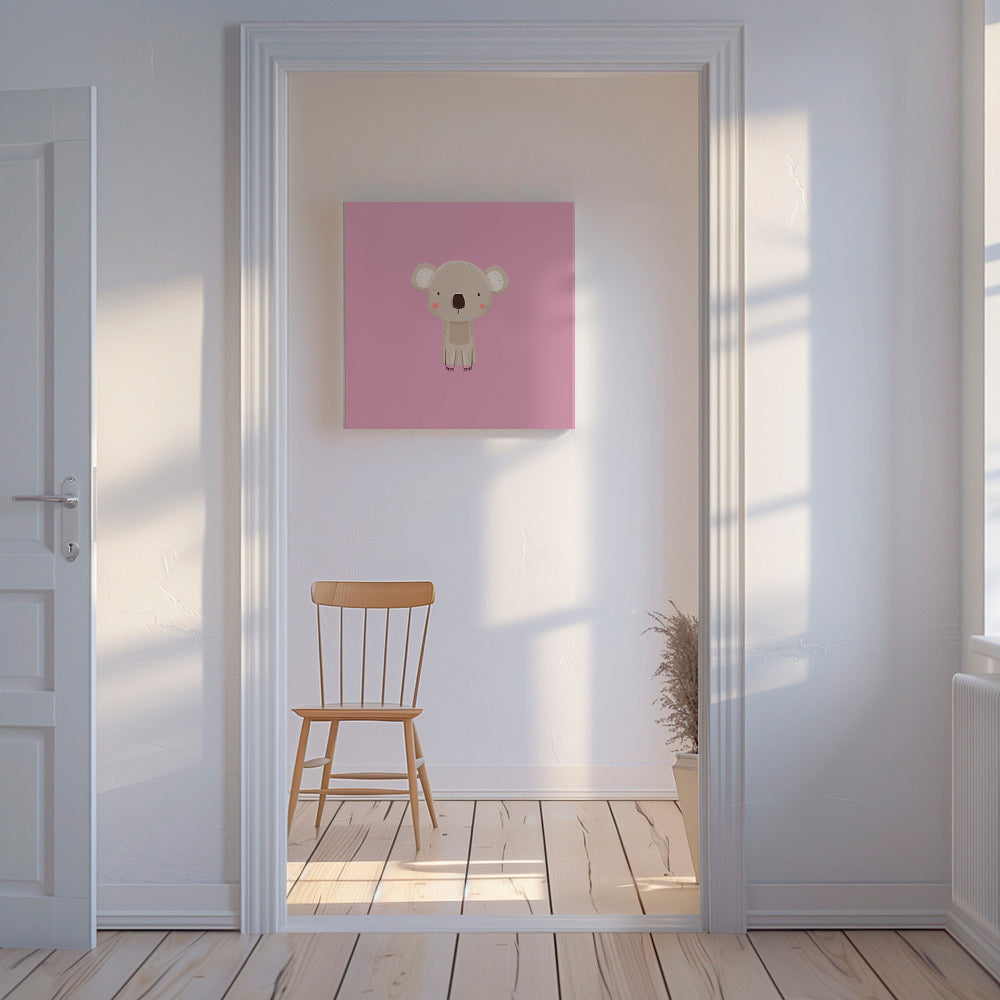 Kinderposter: minimalistische roze koala