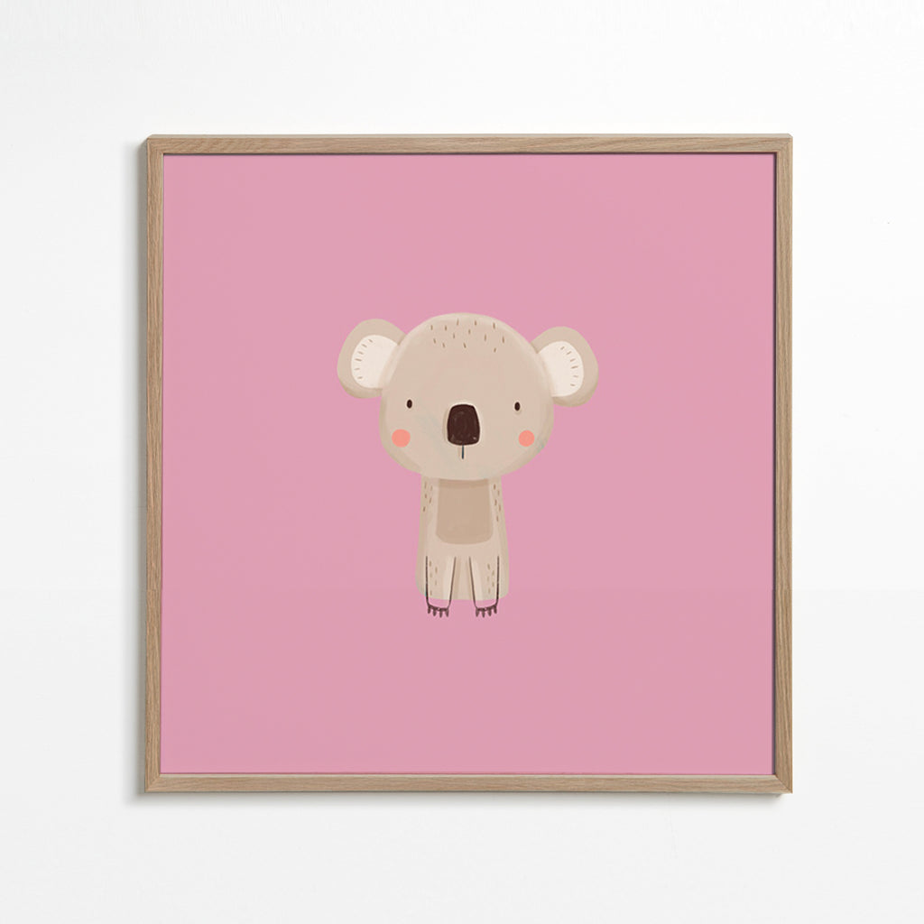 Kinderposter: minimalistische roze koala