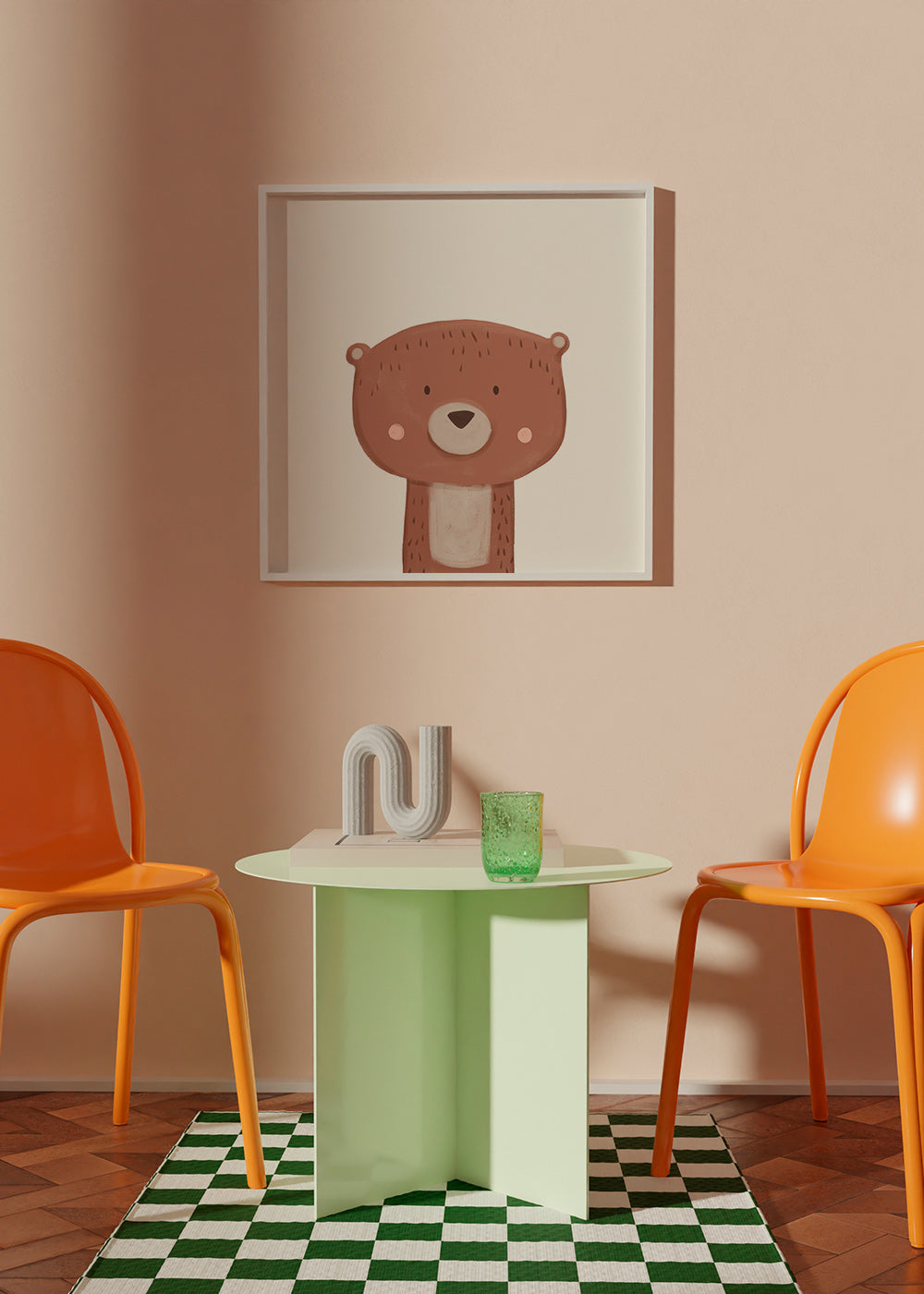 Kinderbild süßer Bär auf cremefarbenem Hintergrund