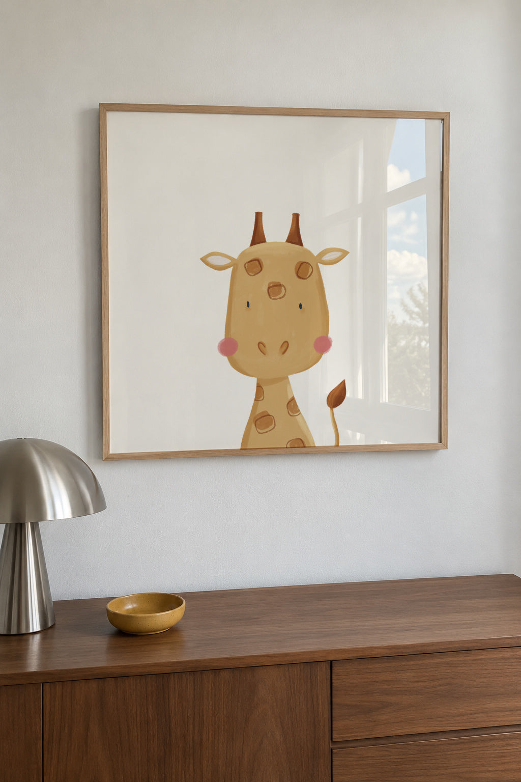 Sweet giraffe - Framed poster in an interior