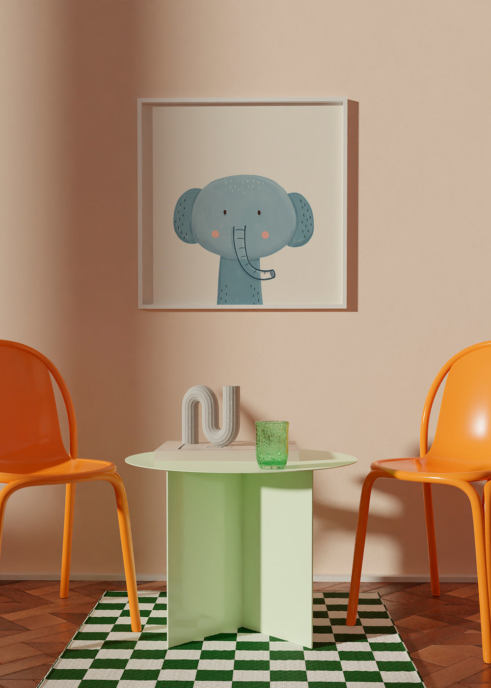 Kinderbild blauer Elefant niedlich