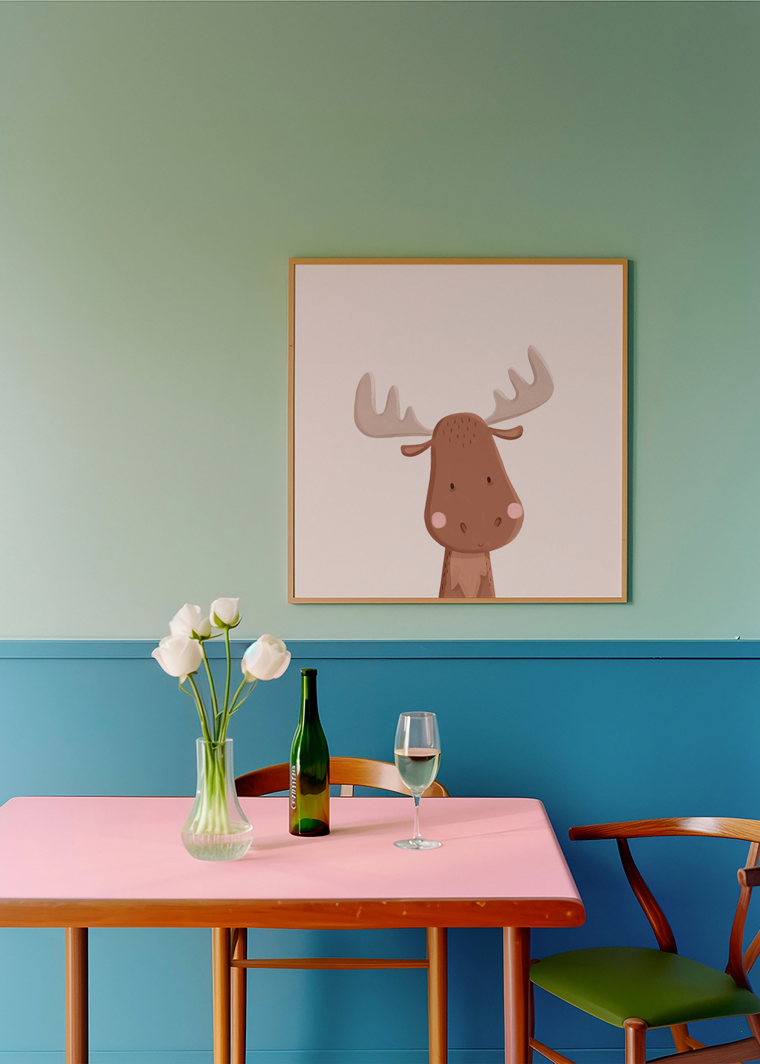 Kinder-Elch-Illustration auf hellem Hintergrund