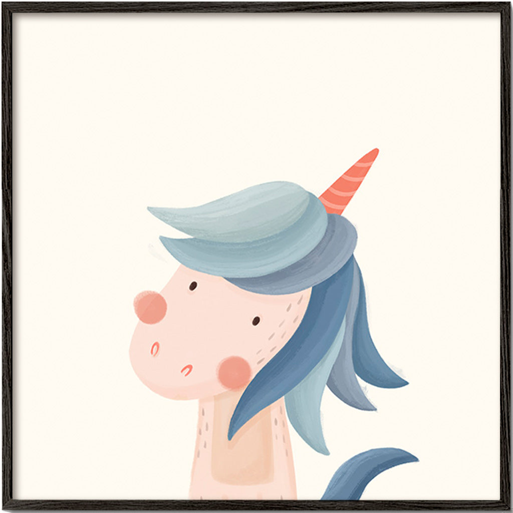 Kinderbild fröhliches blaues Einhorn