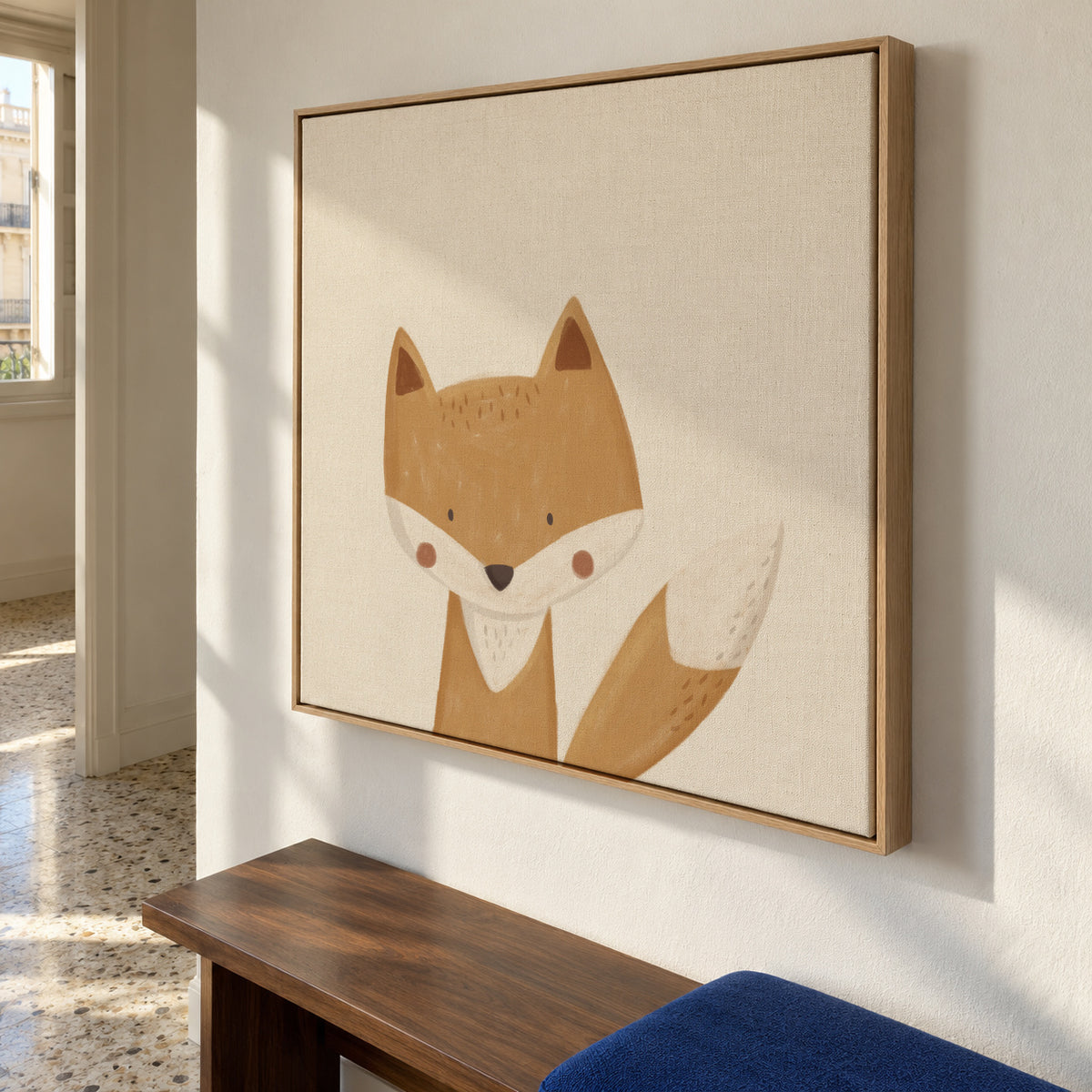 Sweet fox - Framed canvas in an interior