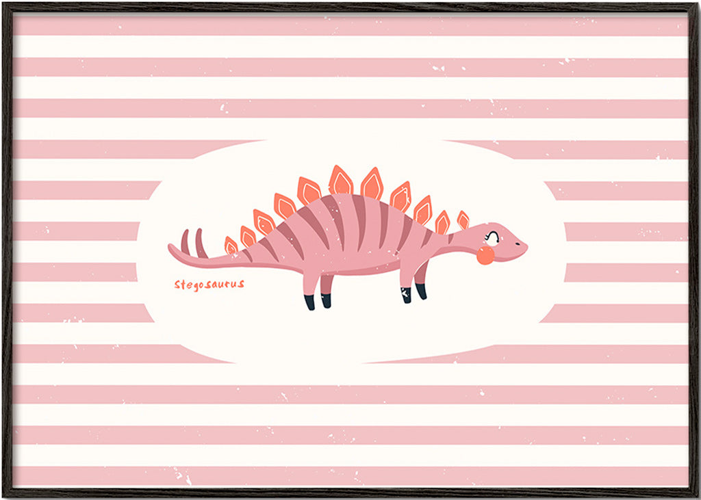 Kinderposter Stegosaurus op pastelstrepen