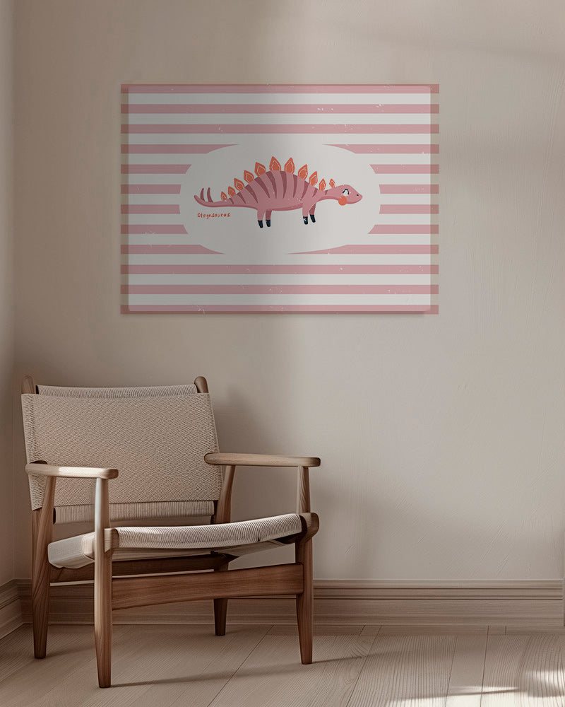 Kinderposter Stegosaurus op pastelstrepen