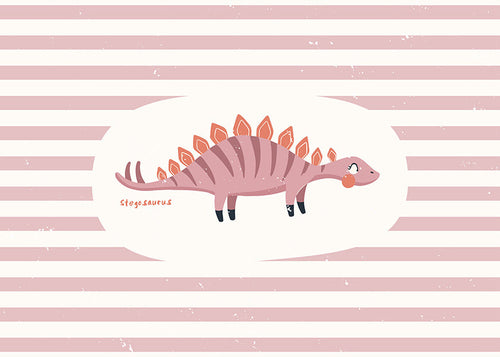 Poster enfant Stegosaurus sur rayures pastel