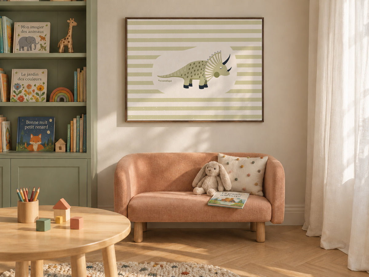 Dino Triceratops - Framed canvas in an interior