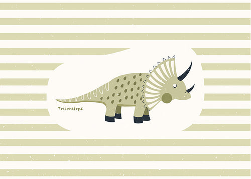 Affiche enfant Triceratops vert