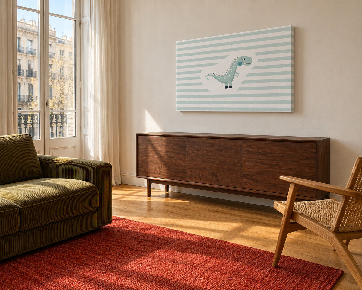 Dino T-Rex - Unframed canvas in an interior