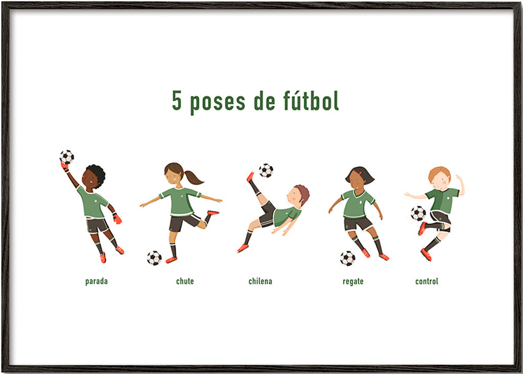 Art sportif avec 5 poses de football