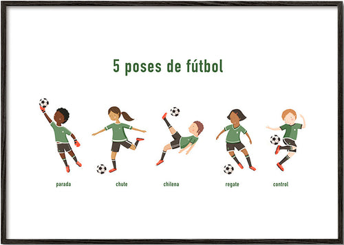 Sportkunst mit fünf Fußball-Posen