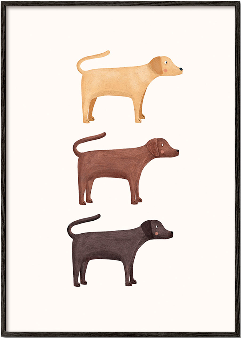 Kunstwerk drie labradors minimalistisch