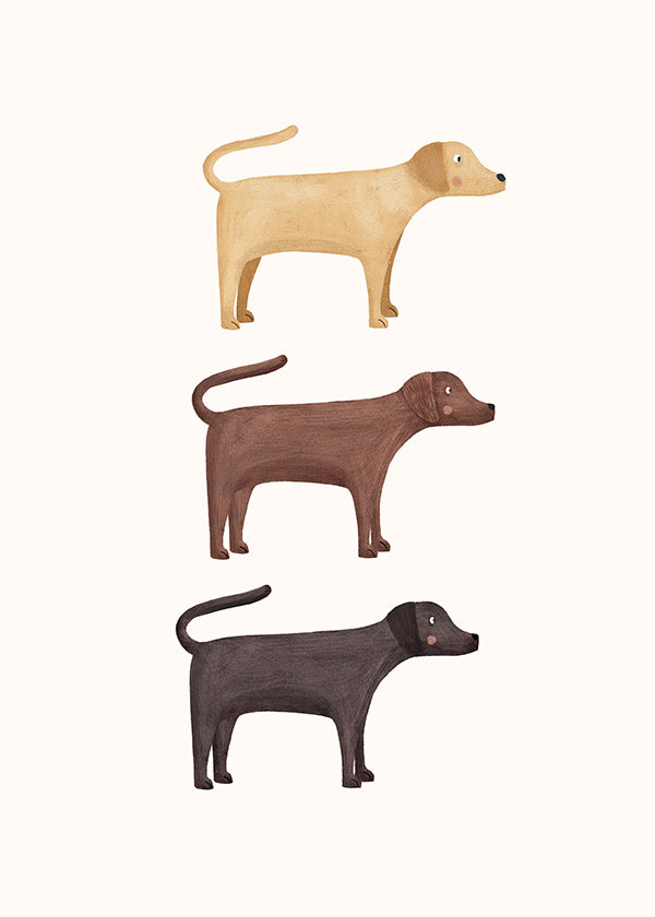 Kunstwerk drie labradors minimalistisch