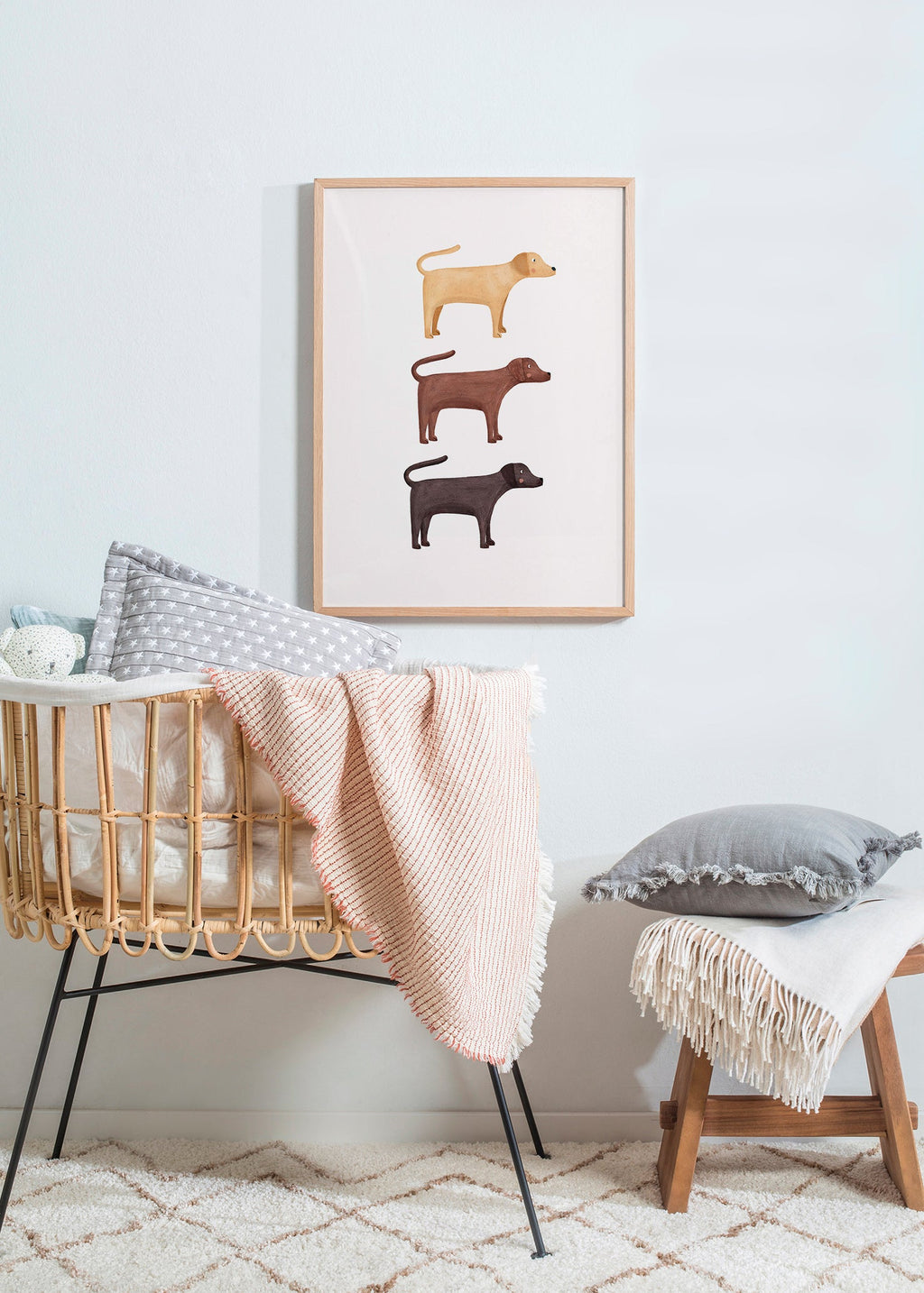 Kunstwerk drie labradors minimalistisch