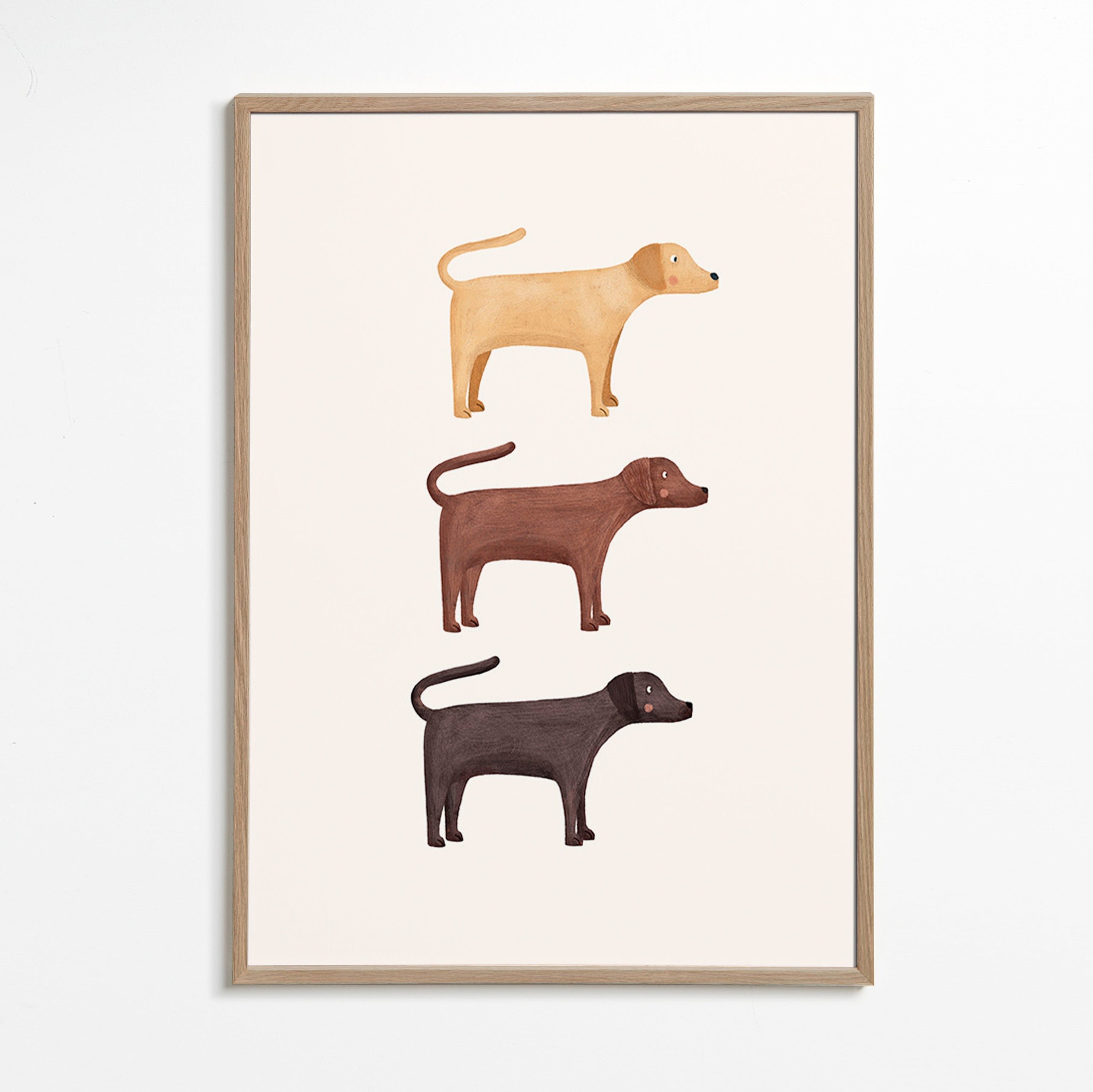 Kunstwerk drie labradors minimalistisch