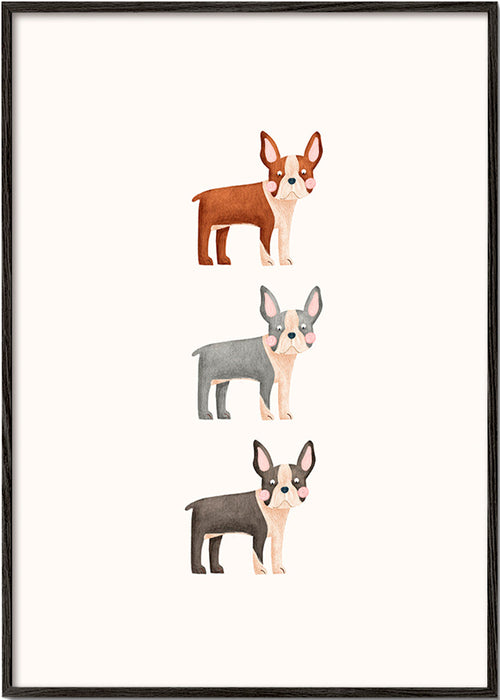 Artwork Drie Boston Terriers