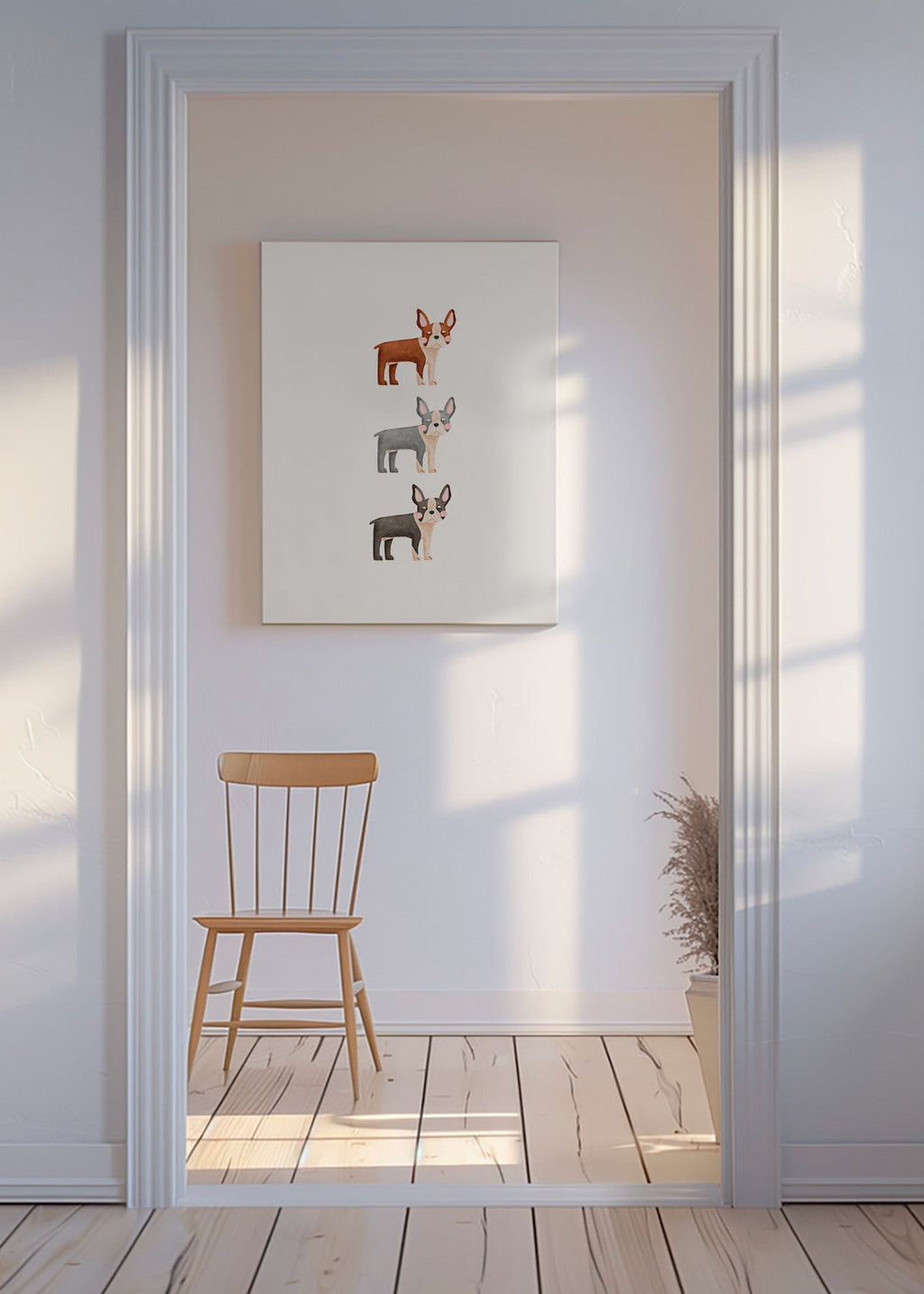 Artwork Drie Boston Terriers
