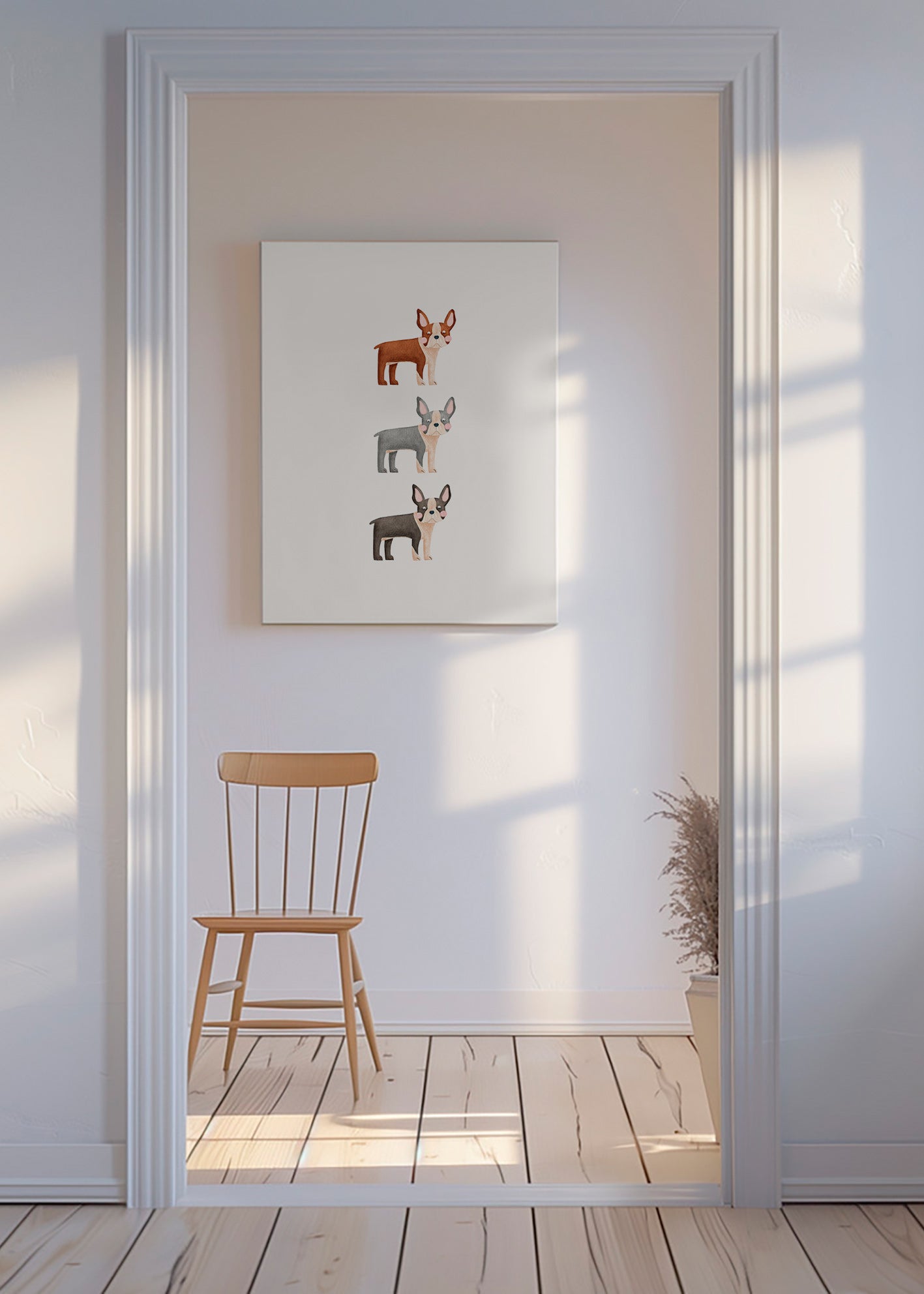 Artwork Drie Boston Terriers
